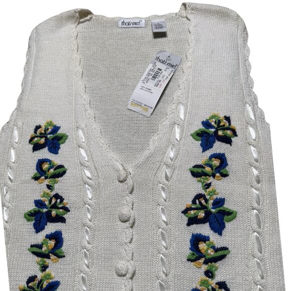 Vintage 90s That’s Me! Floral Multicolor Vest Women’s Size Medium - Picture 2 of 6